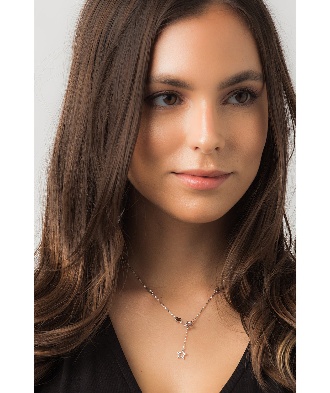 Gift Packaged 'Veleta' 925 Silver Cascading Stars Necklace