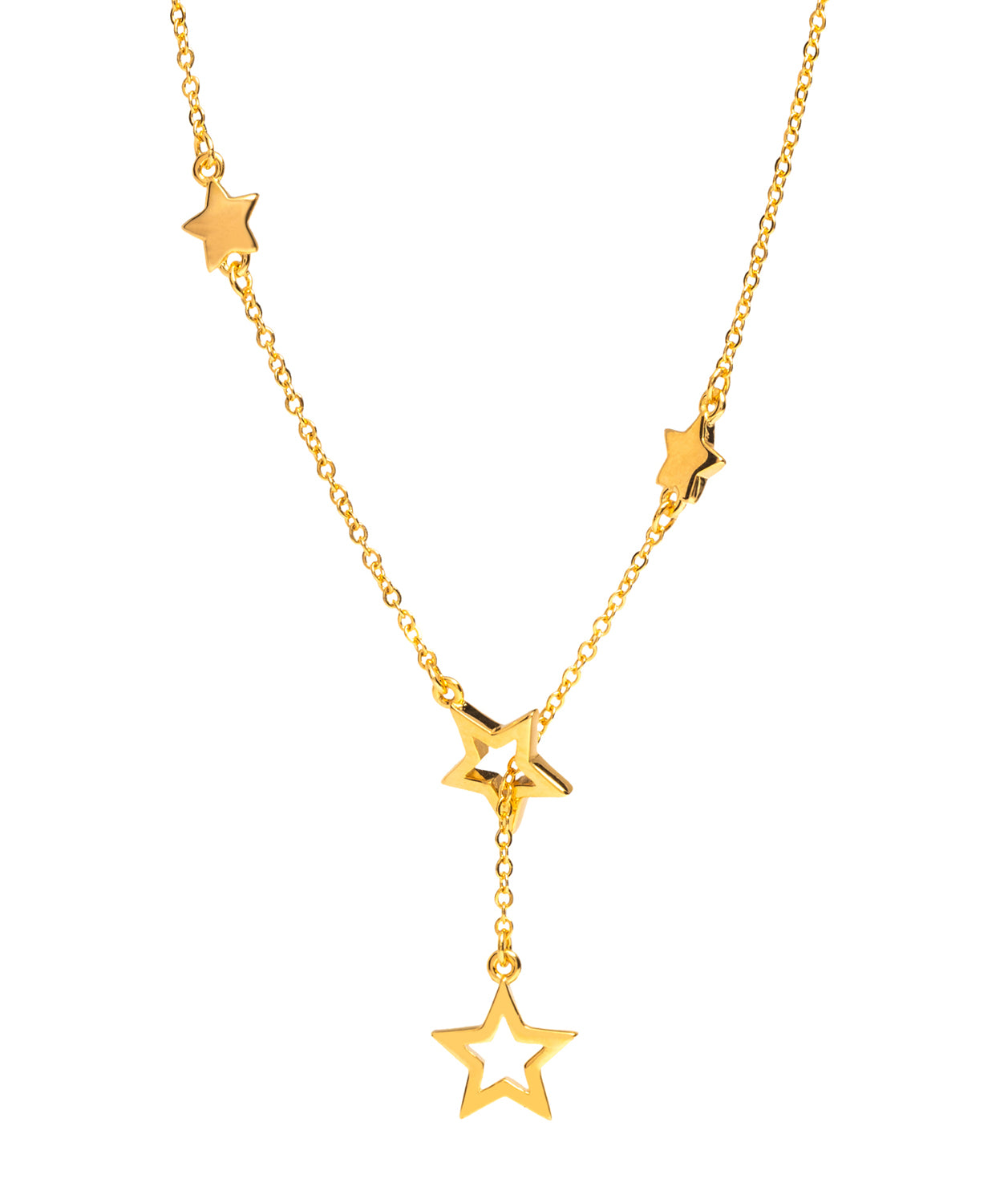 Gift Packaged 'Velata' 18ct Yellow Gold Plated 925 Silver Cascading Stars Necklace