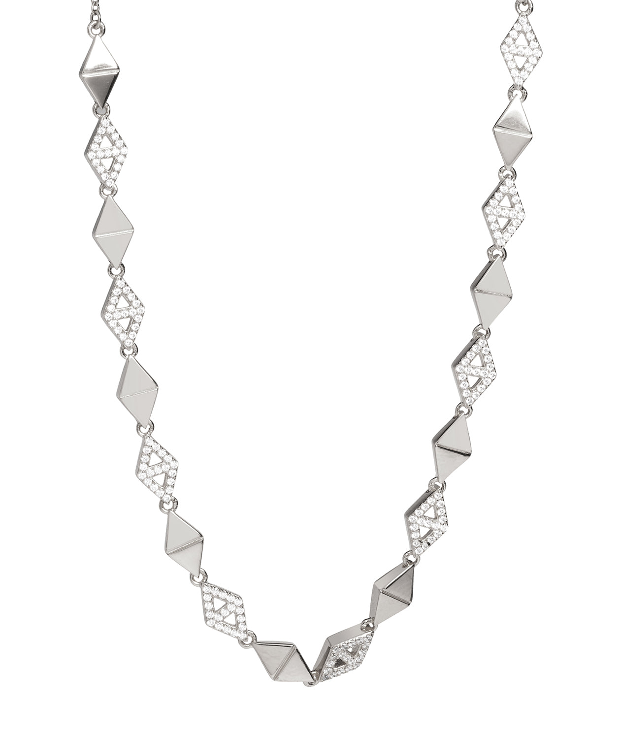 Gift Packaged 'Hingis' Rhodium Plated 925 Silver & Cubic Zirconia Necklace