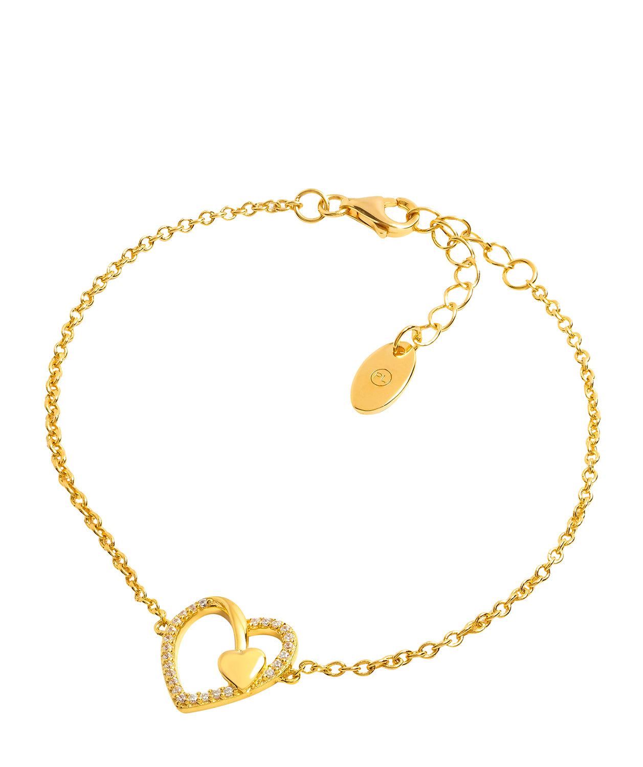 Gift Packaged 'Vasella' 18ct Yellow Gold Plated & Cubic Zirconia Heart Bracelet