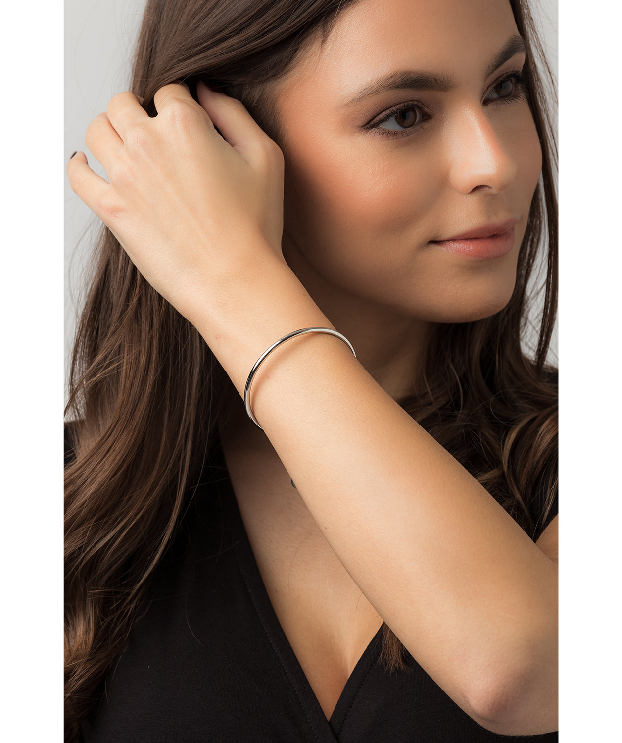 Gift Packaged 'Caspari' Rhodium Plated 925 Silver Minimalist Bangle