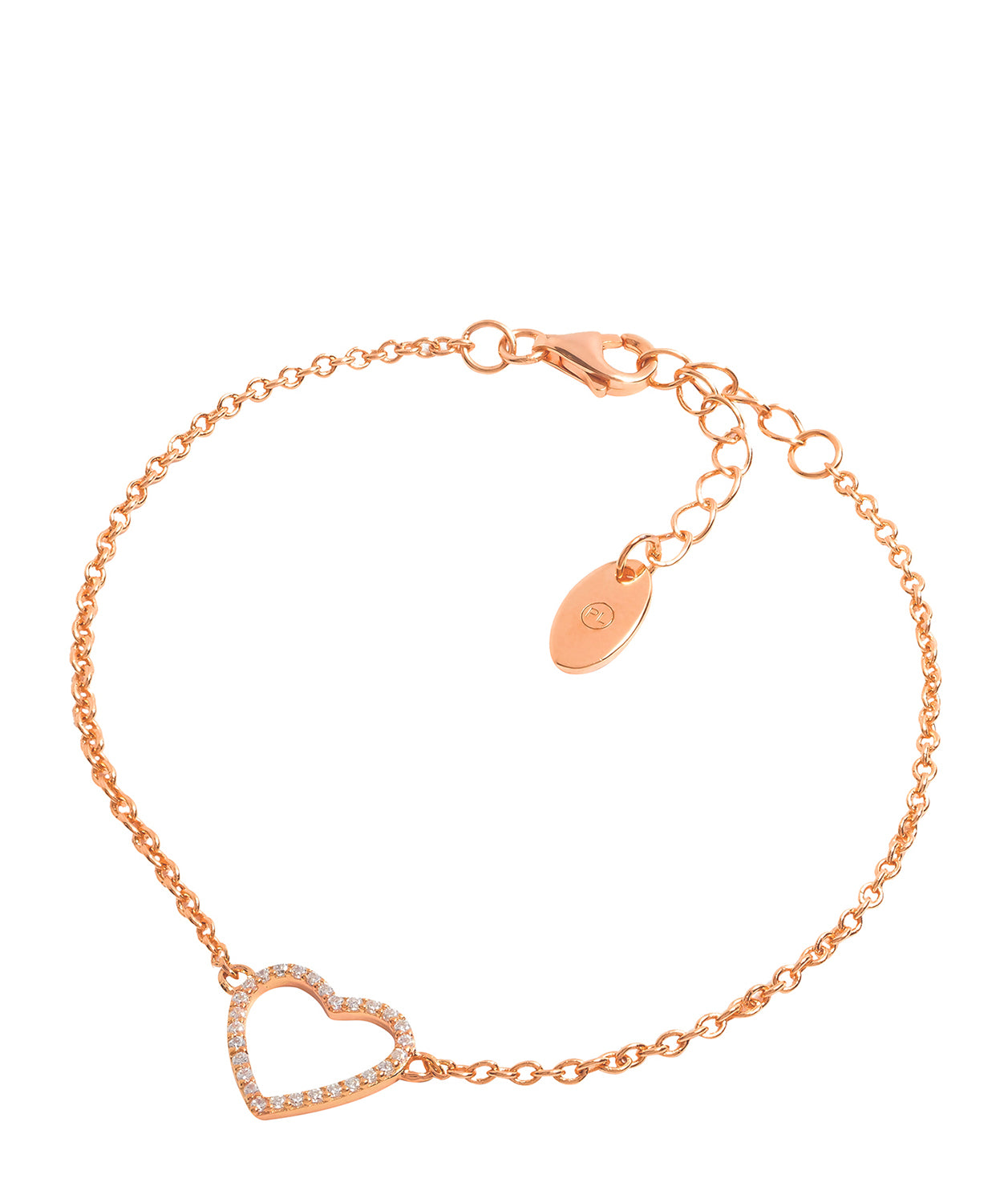 Gift Packaged 'Gardi' 18ct Rose Gold Plated 925 Silver Heart Bracelet