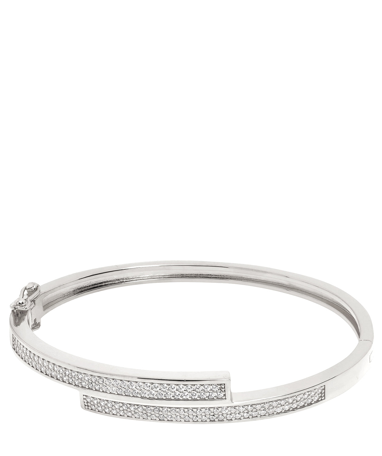 Gift Packaged 'Evard' Rhodium Plated 925 Silver & Cubic Zirconia Bangle