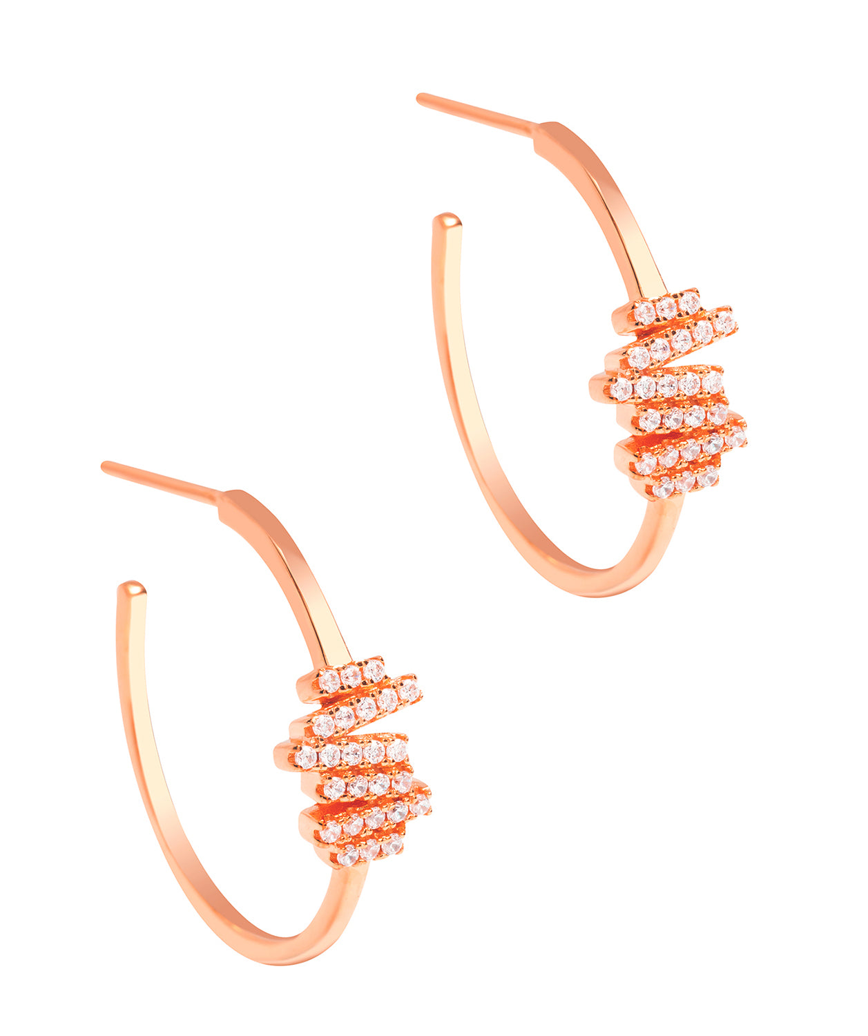 Gift Packaged 'Cygnus' 18ct Rose Gold Plated 925 Silver & Cubic Zirconia Hoop Earrings