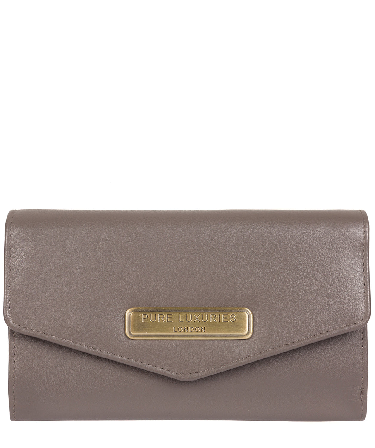 'Polly' Taupe Grey Leather RFID Purse