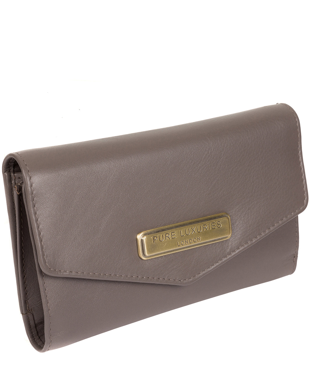 'Polly' Taupe Grey Leather RFID Purse