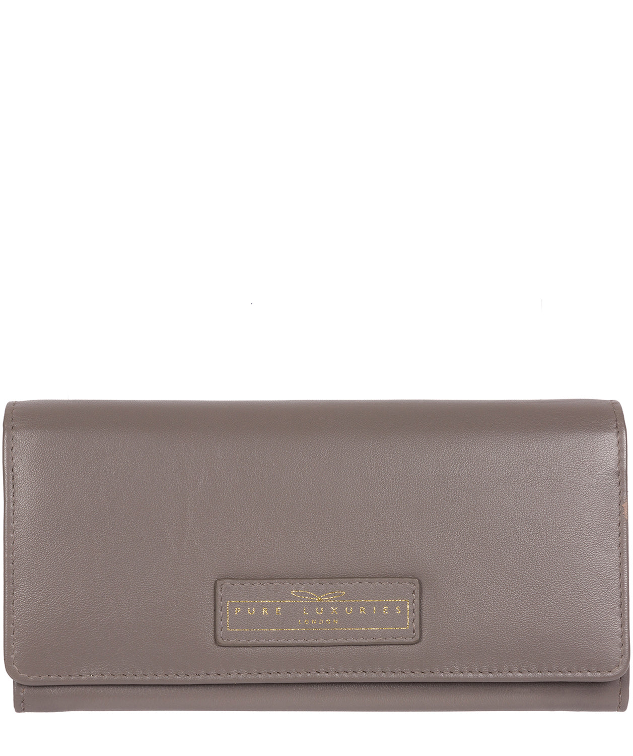 'Honor' Taupe Grey Leather 16-Card RFID Purse Pure Luxuries London