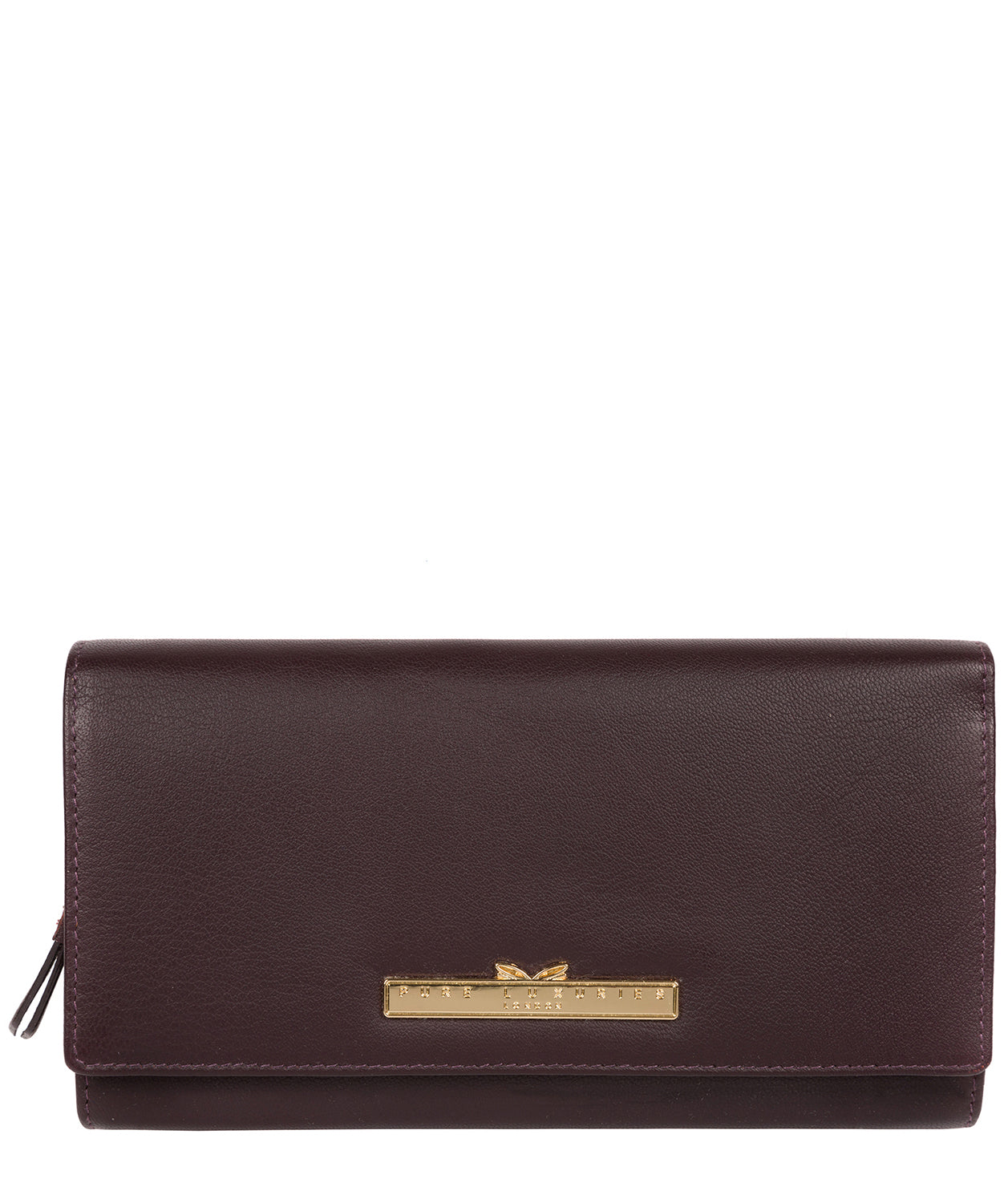 'Kite' Plum Leather Tri-Fold Purse image 1