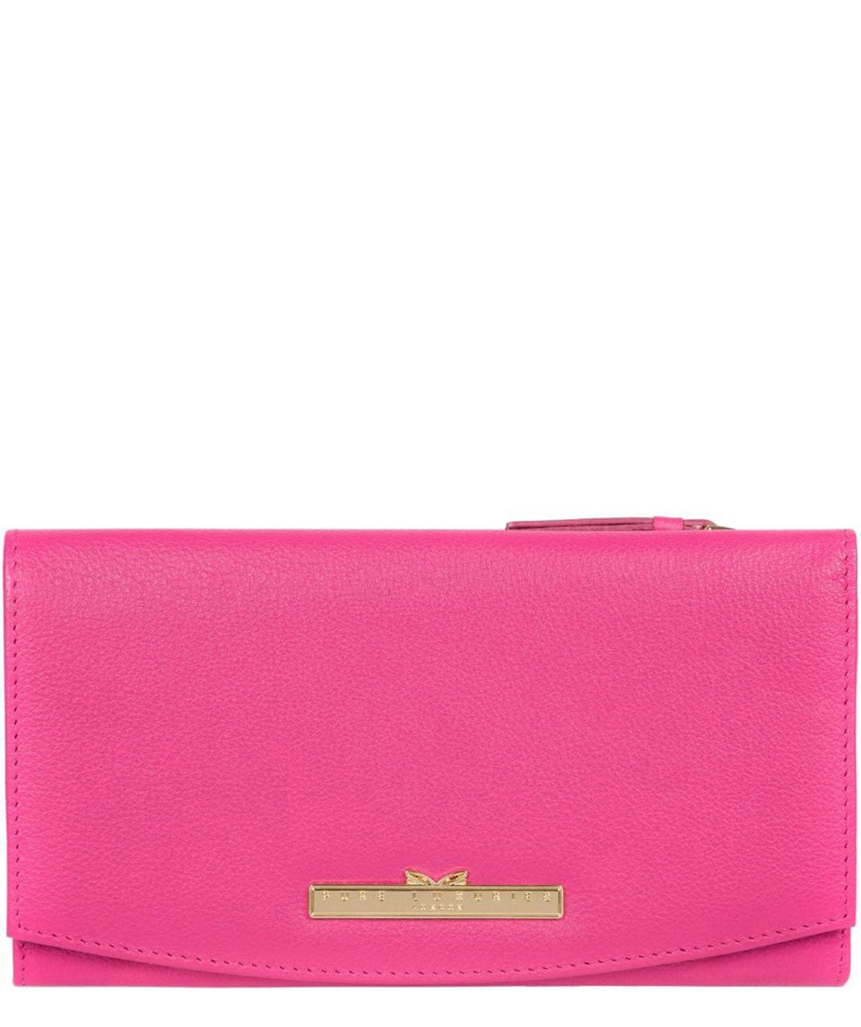 'Lark' Fuchsia Leather Tri-Fold Purse