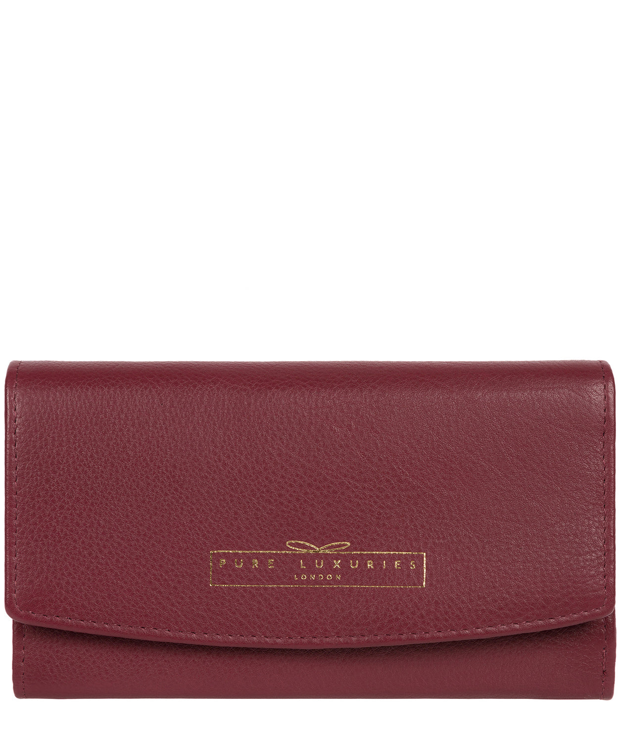 'Tulip' Plum Leather Tri-Fold Purse Pure Luxuries London