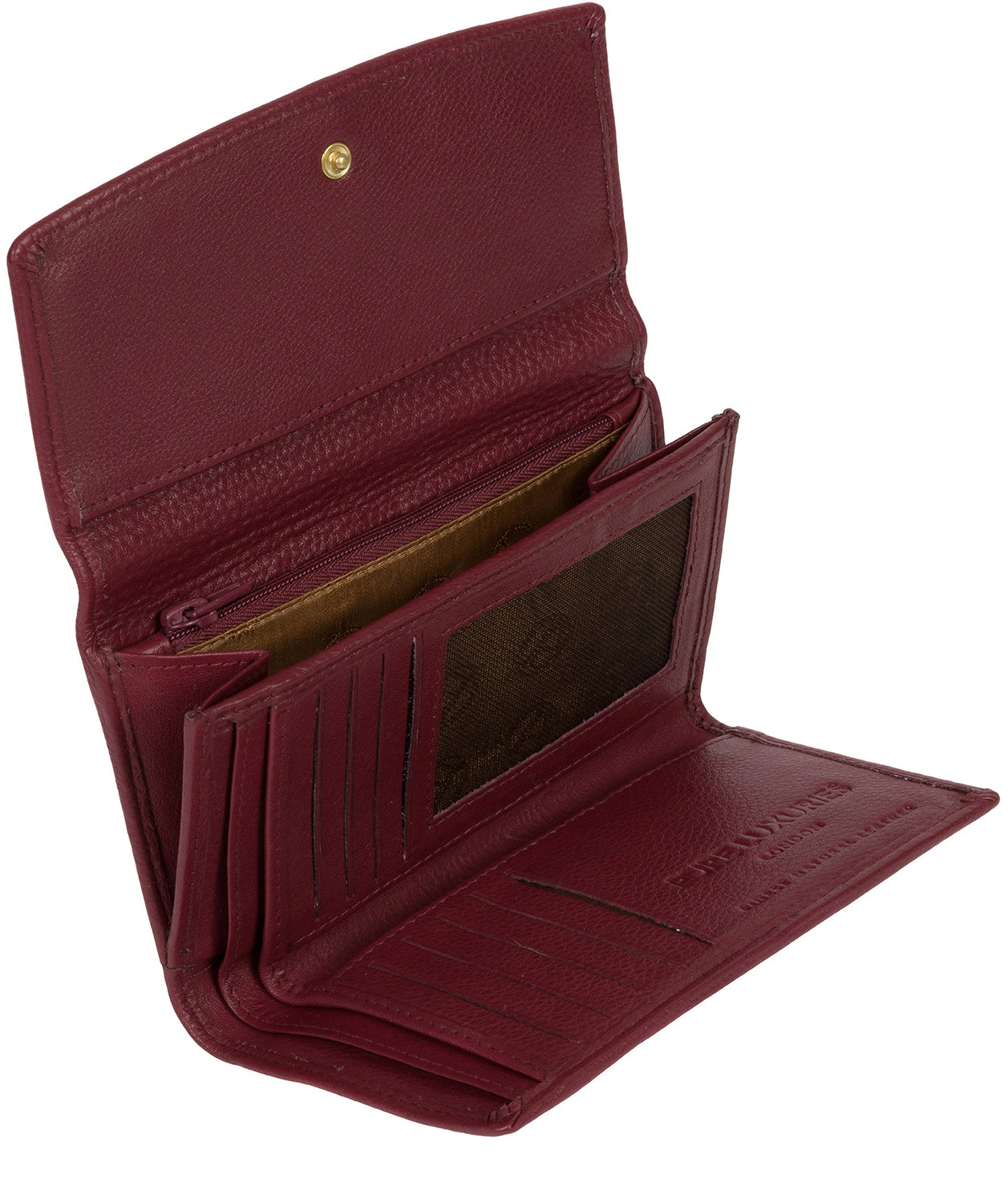 'Tulip' Plum Leather Tri-Fold Purse Pure Luxuries London