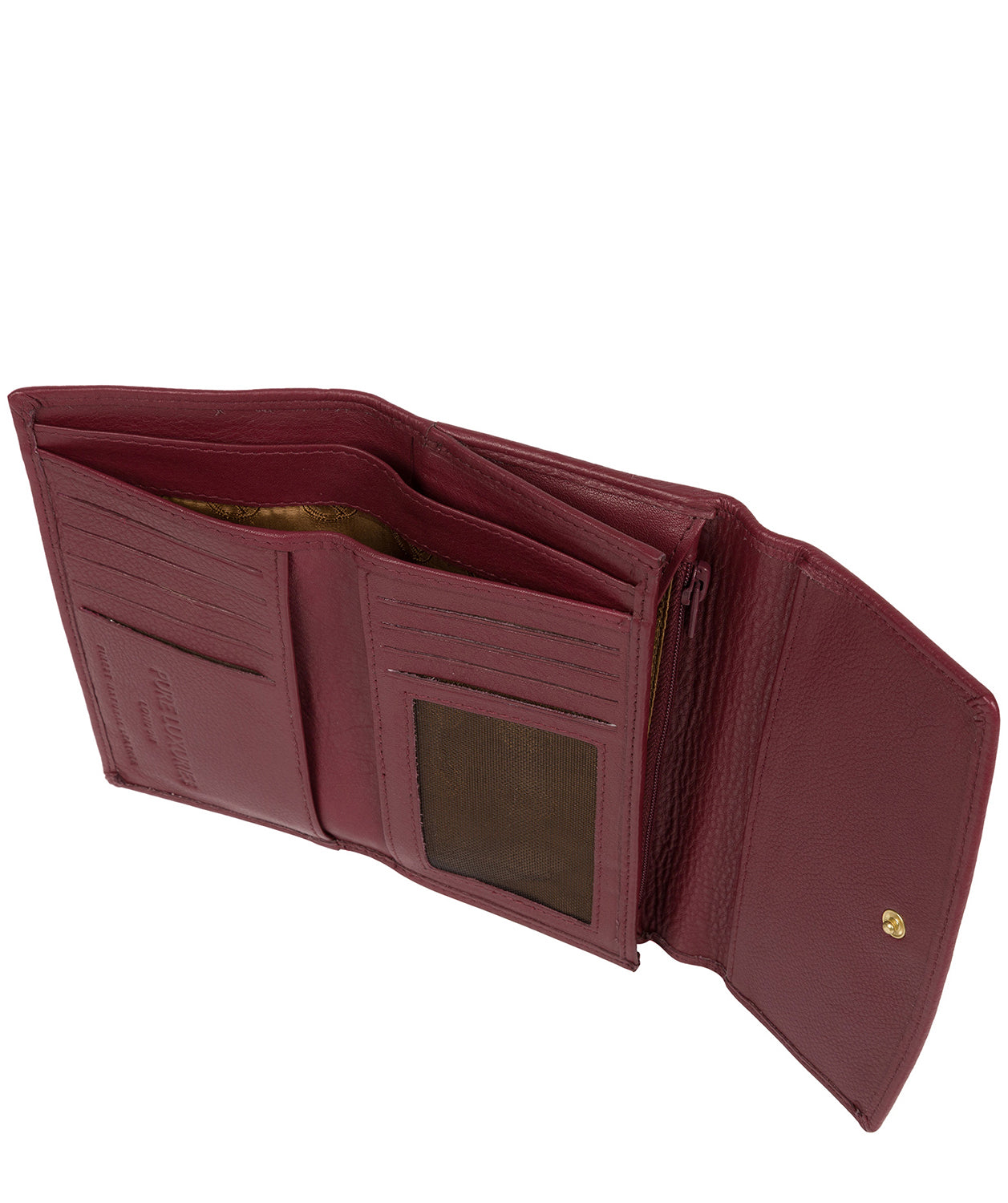 'Tulip' Plum Leather Tri-Fold Purse Pure Luxuries London