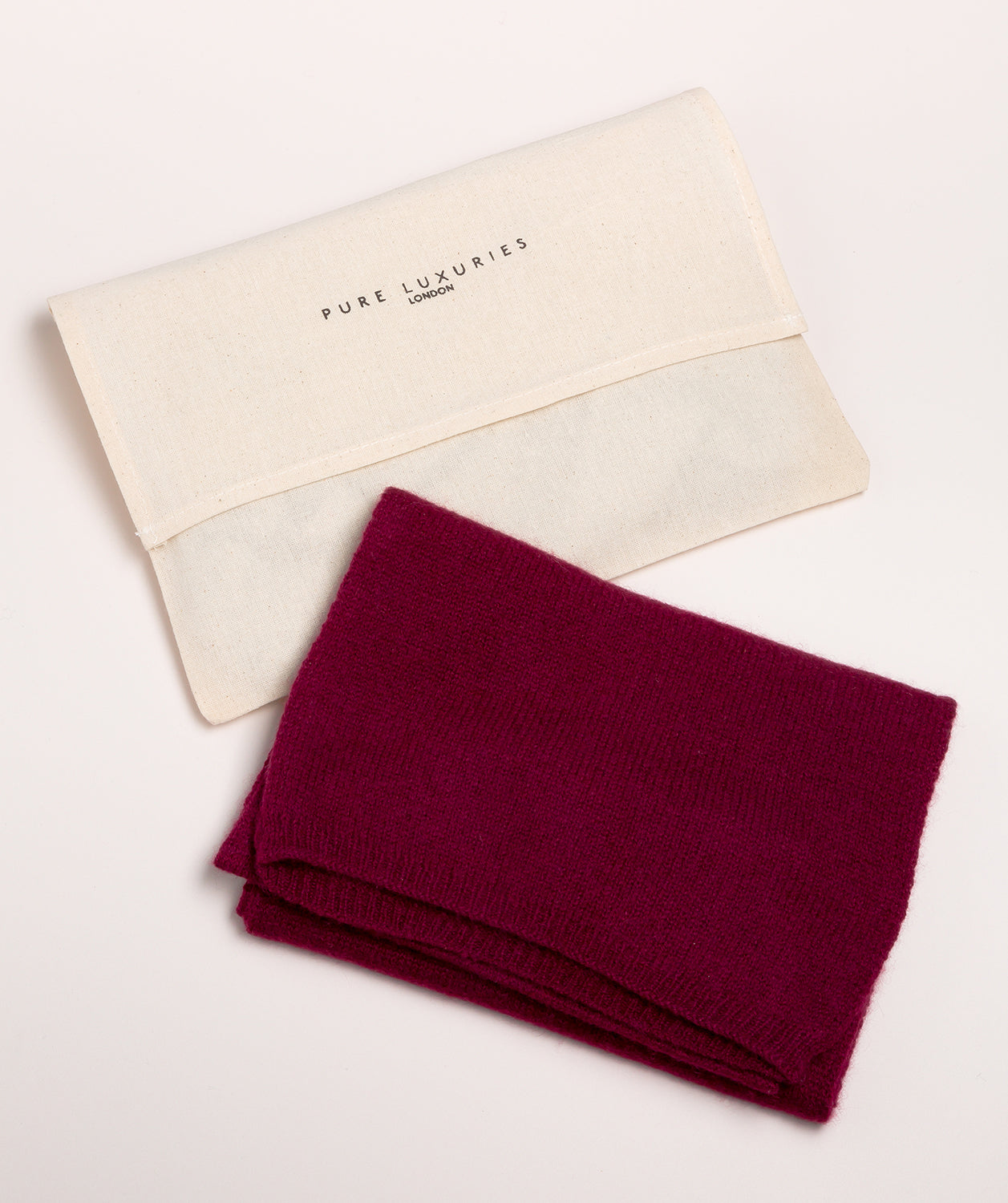 'Cambridge' Burgundy 100% Cashmere Scarf