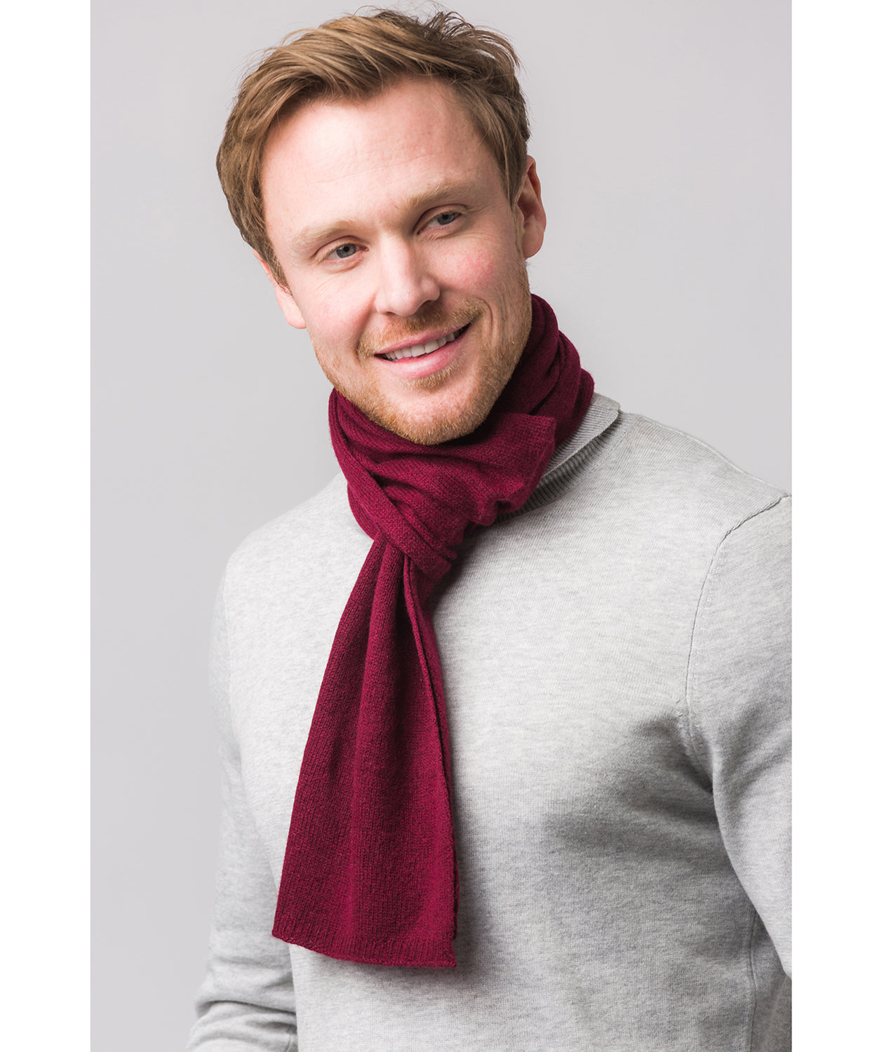 'Cambridge' Burgundy 100% Cashmere Scarf