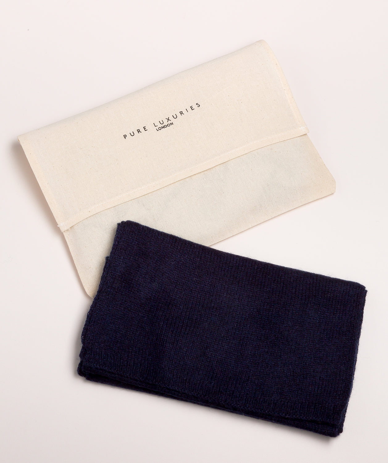 'Cambridge' Dark Navy 100% Cashmere Scarf