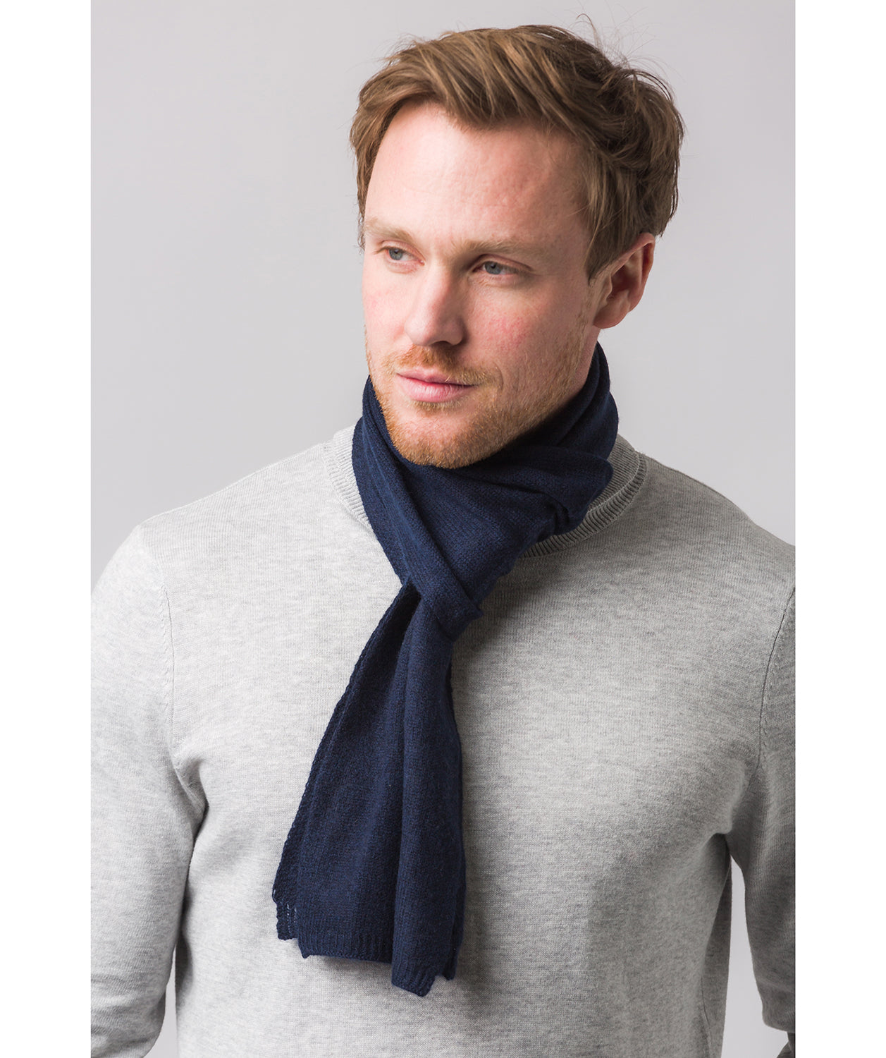 'Cambridge' Dark Navy 100% Cashmere Scarf