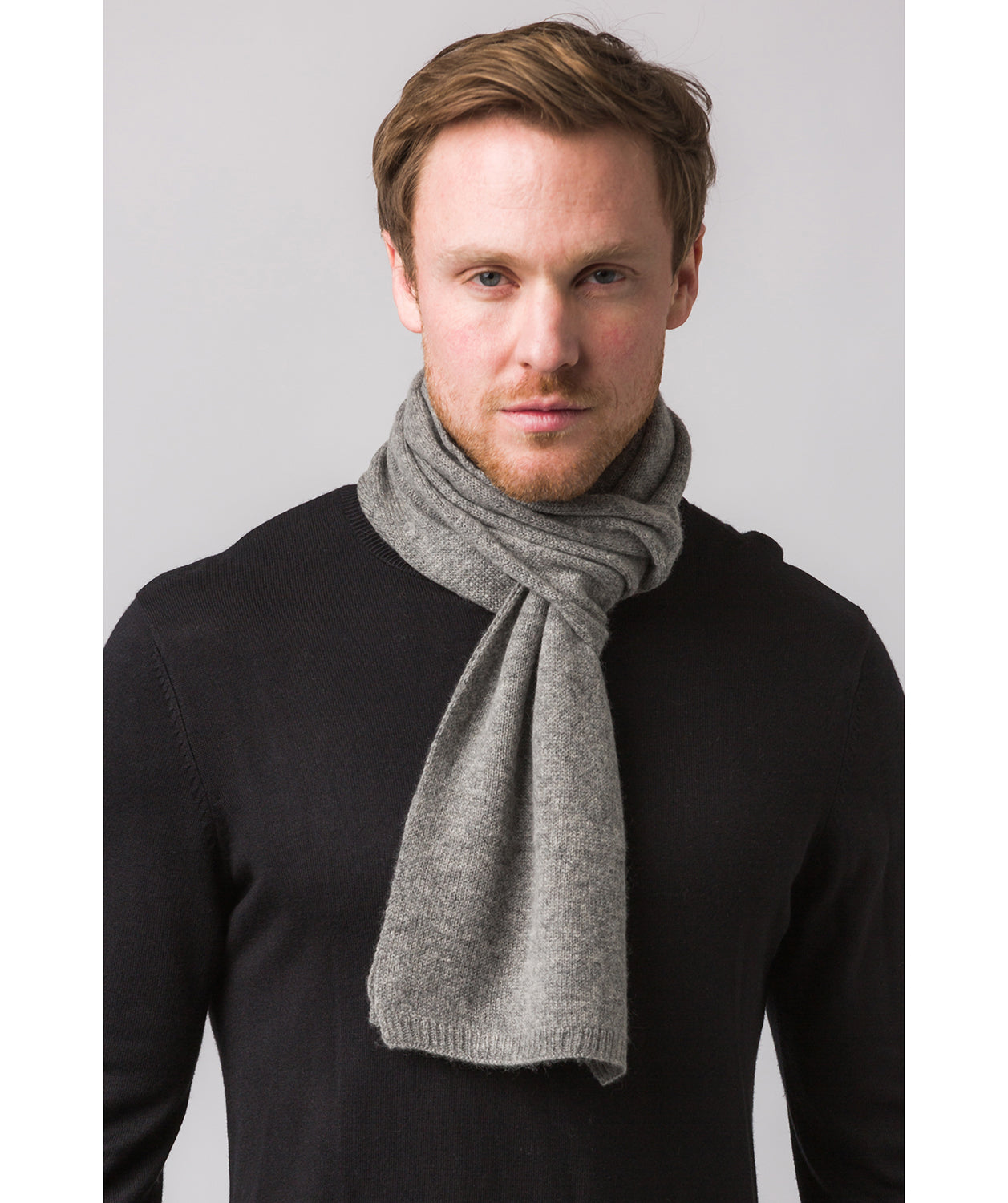 'Cambridge' Grey 100% Cashmere Scarf