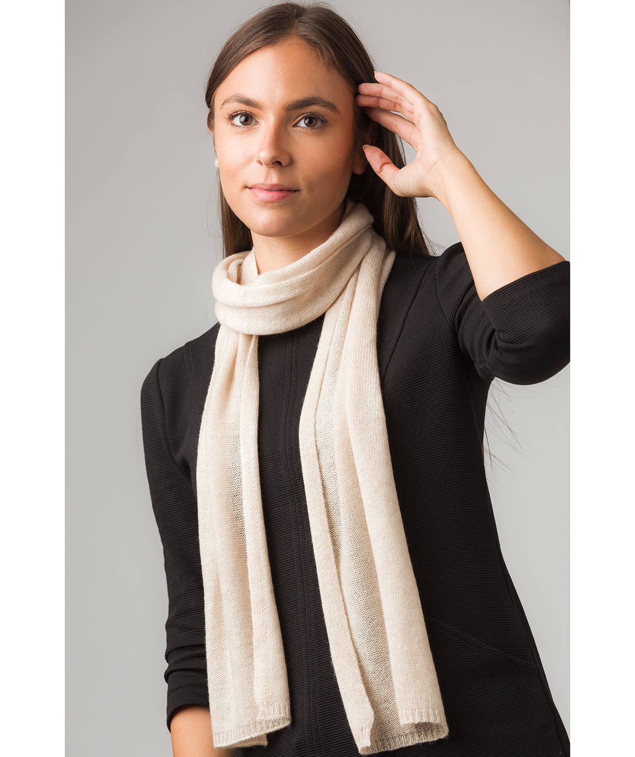 'Cambridge' Oatmeal 100% Cashmere Scarf