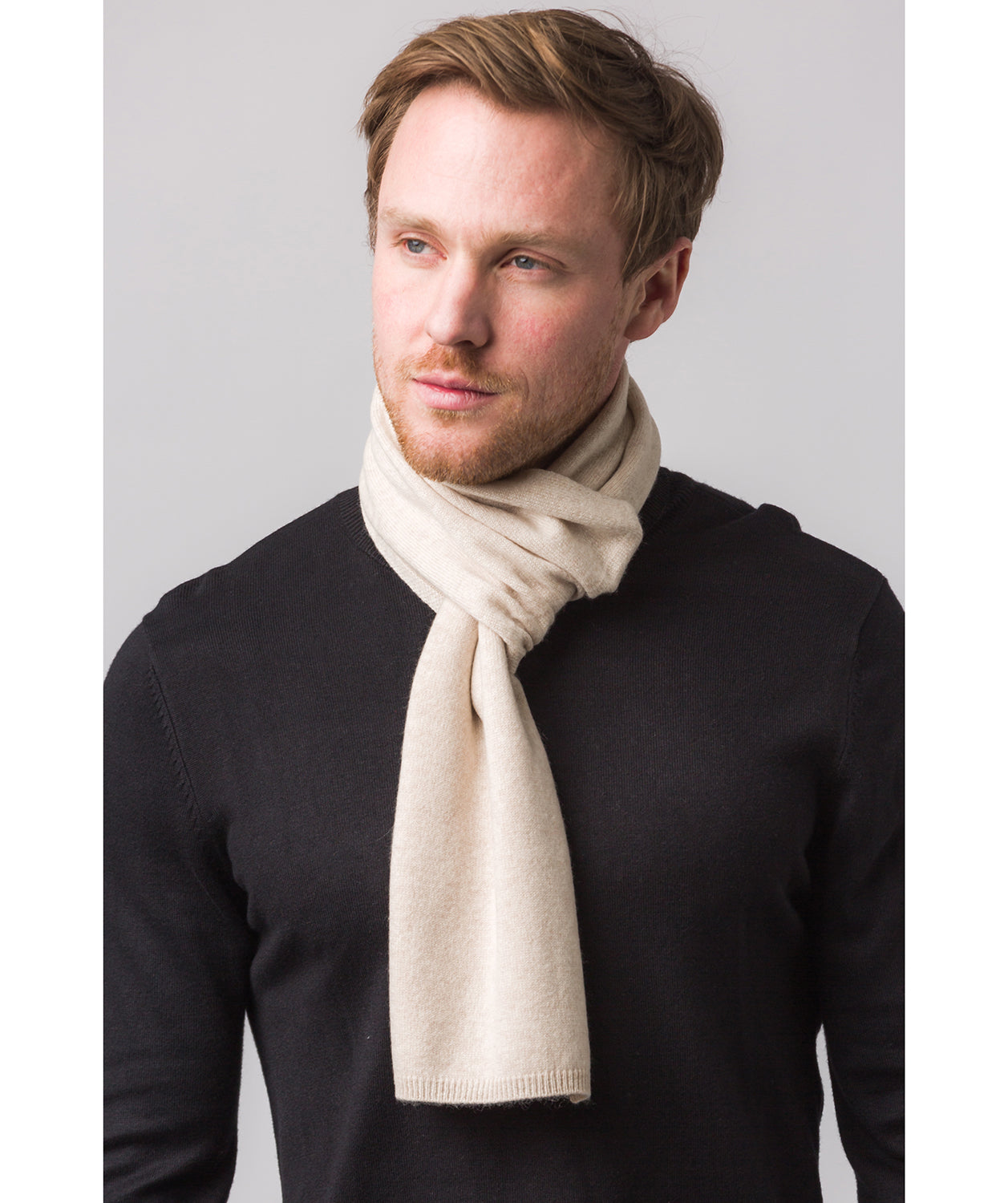 'Cambridge' Oatmeal 100% Cashmere Scarf