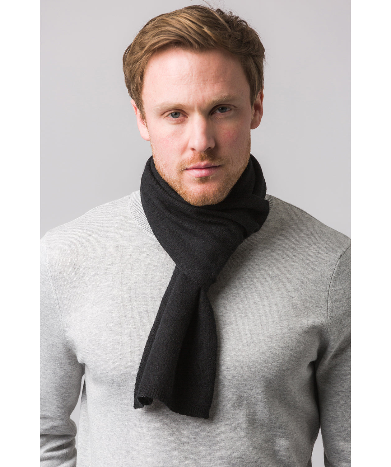 'Oxford' Black 100% Cashmere Scarf