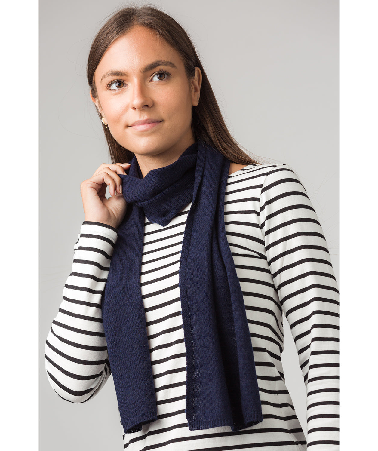 'Oxford' Dark Navy 100% Cashmere Scarf