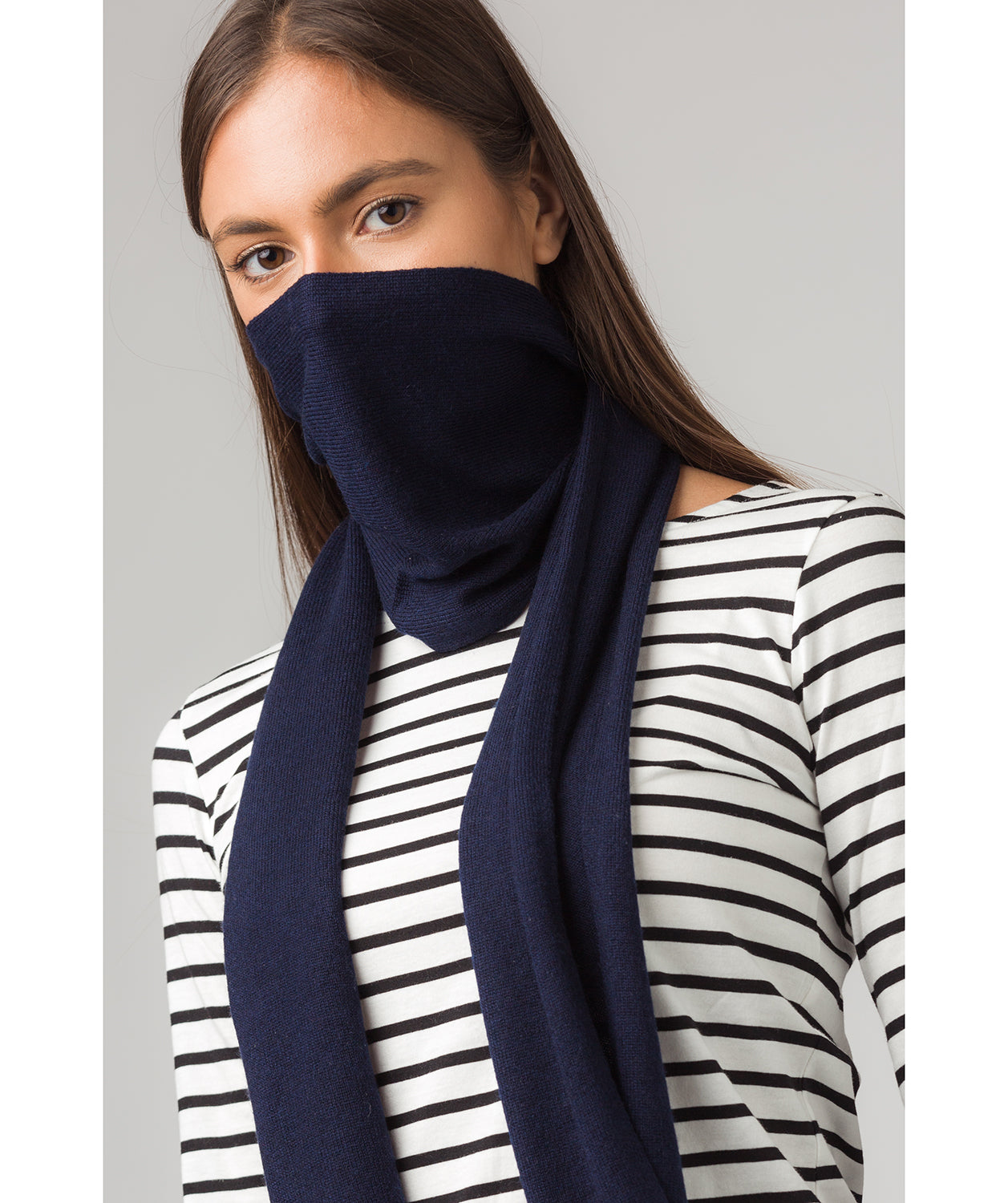 'Oxford' Dark Navy 100% Cashmere Scarf