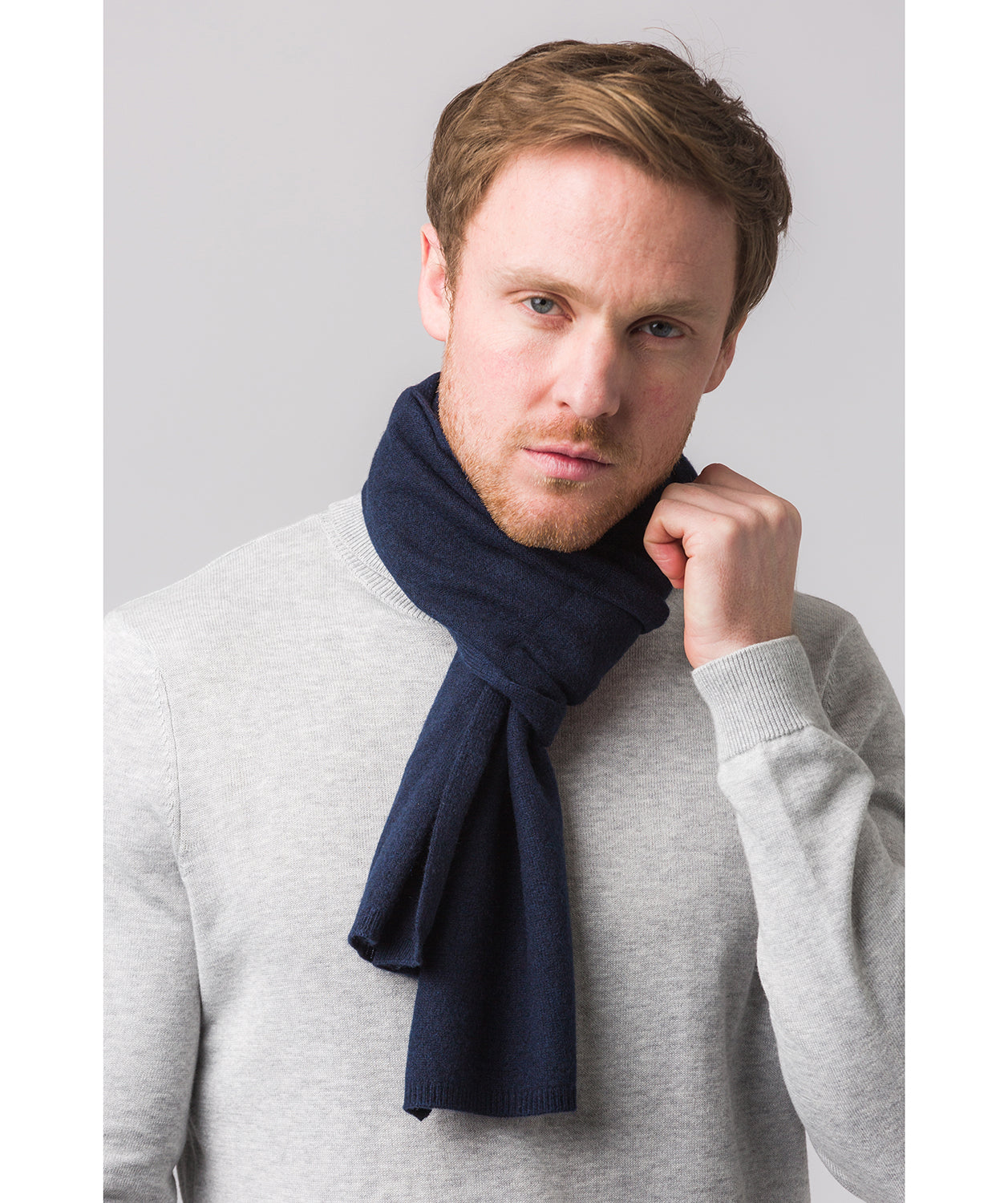 'Oxford' Dark Navy 100% Cashmere Scarf