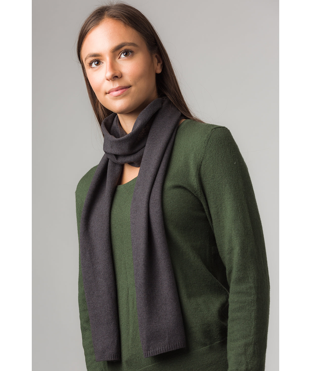 'Oxford' Slate 100% Cashmere Scarf