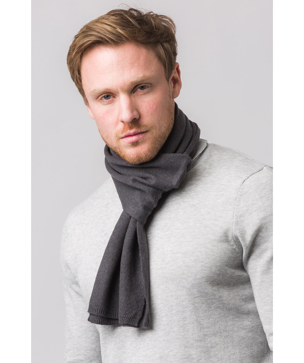 'Oxford' Slate 100% Cashmere Scarf