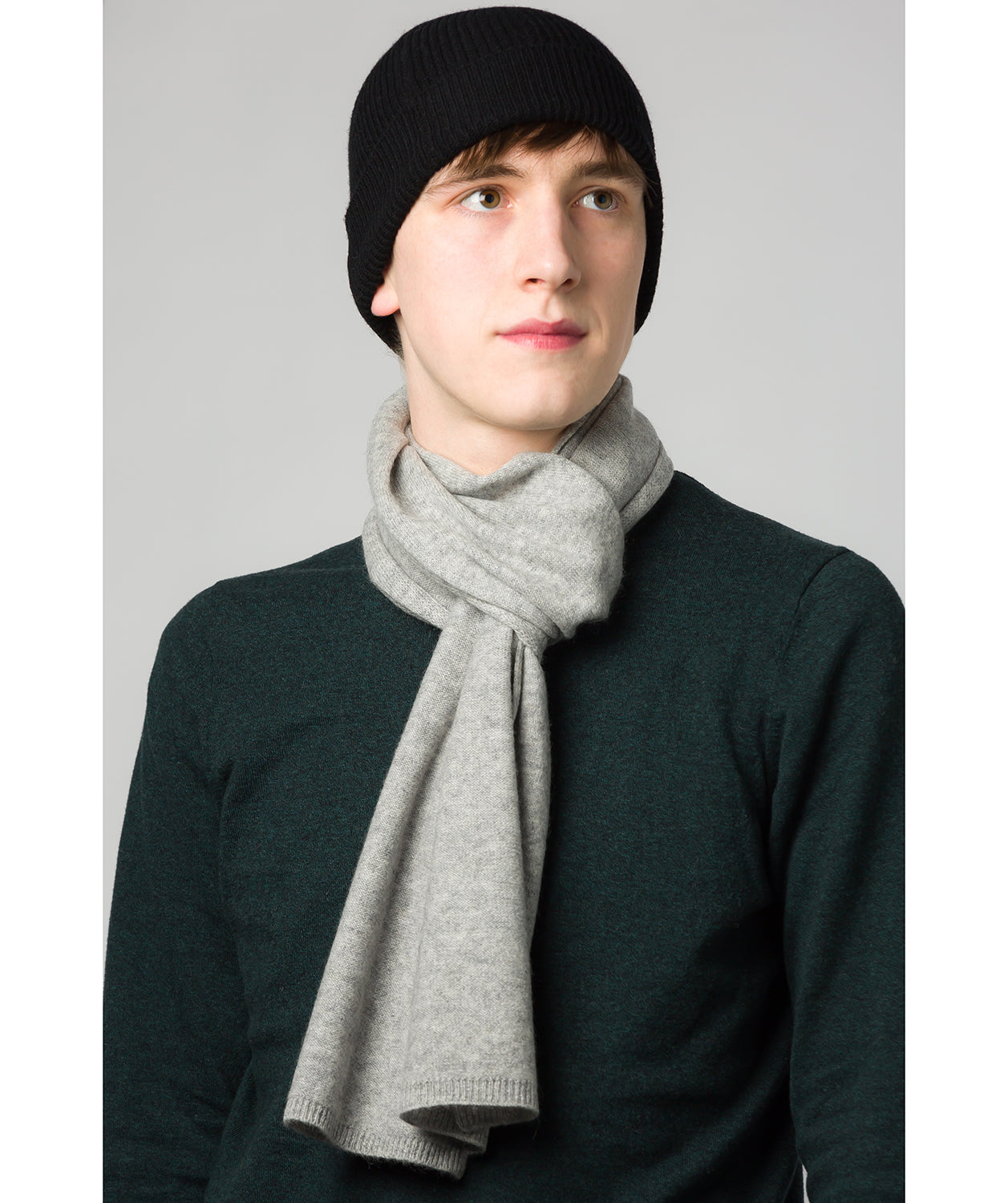 'Cambridge' Foggy 100% Cashmere Scarf