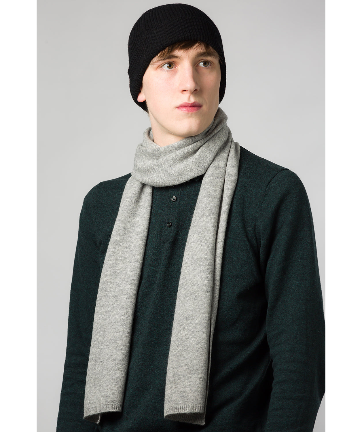 'Cambridge' Foggy 100% Cashmere Scarf