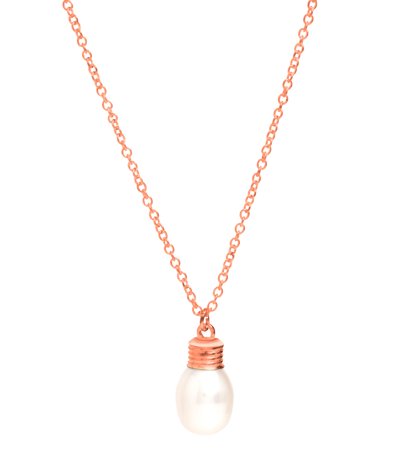 Gift Packaged 'Niamh' 18ct Rose Gold Plated Sterling Silver Oval Freshwater Pearl Necklace