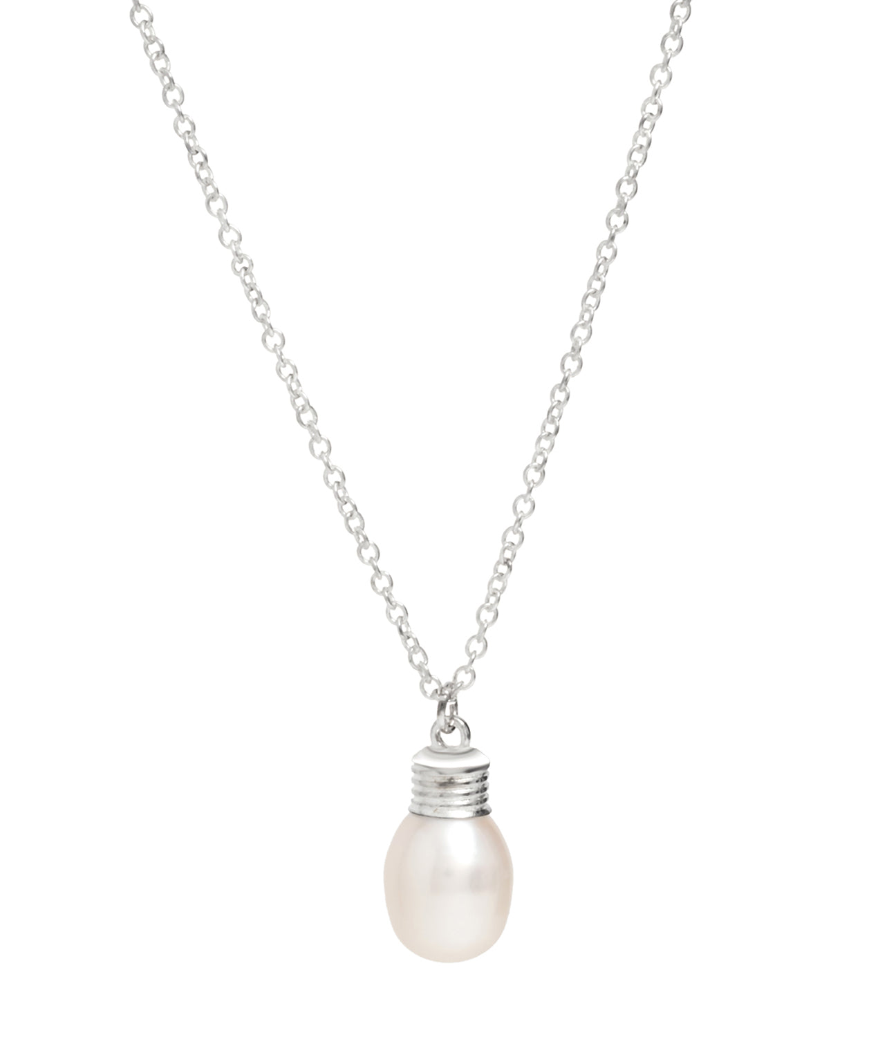 Gift Packaged 'Niamh' Sterling Silver Oval Freshwater Pearl Necklace