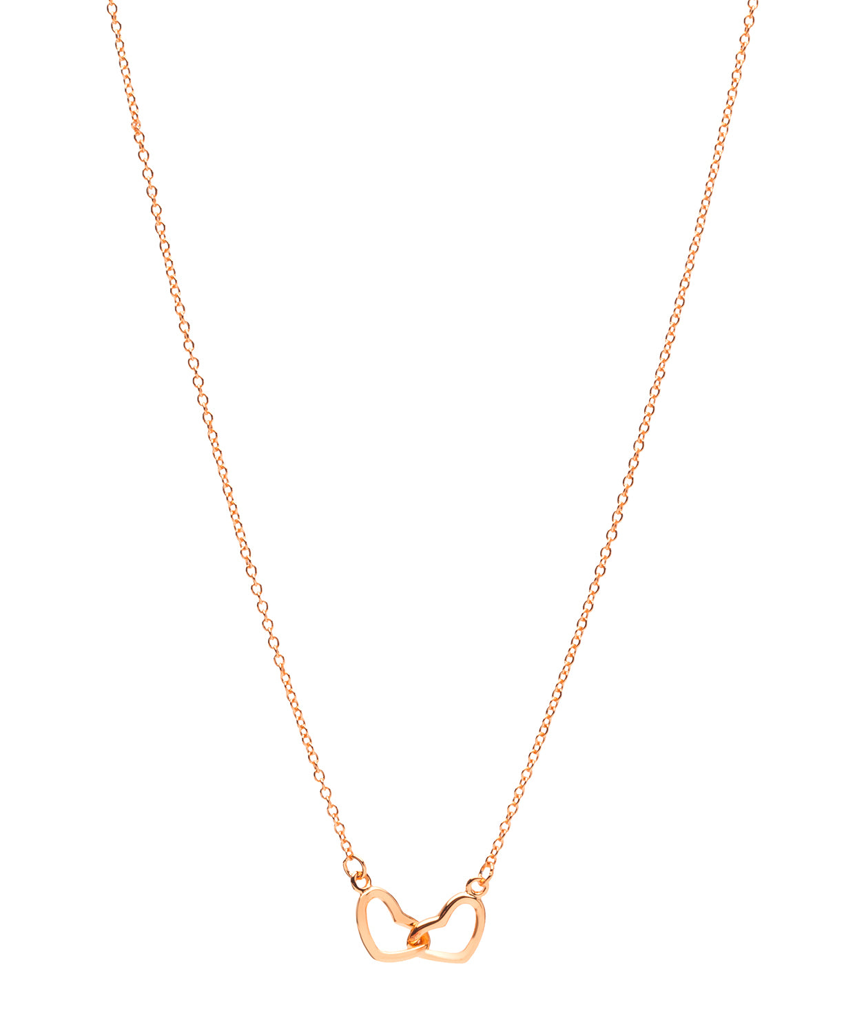 Gift Packaged 'Melody' 18ct Rose Gold 925 Silver Minimalist Interlocked Heart Necklace