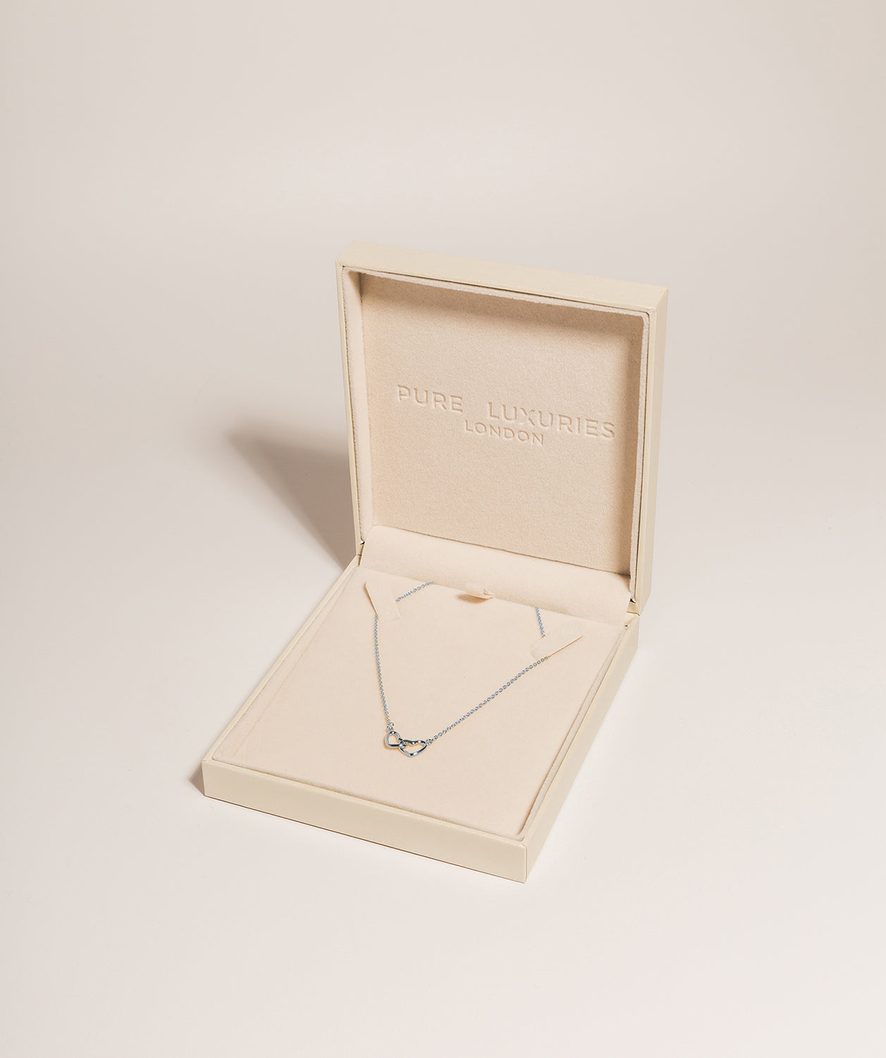 Gift Packaged 'Melody' 925 Silver Minimalist Interlocked Heart Necklace