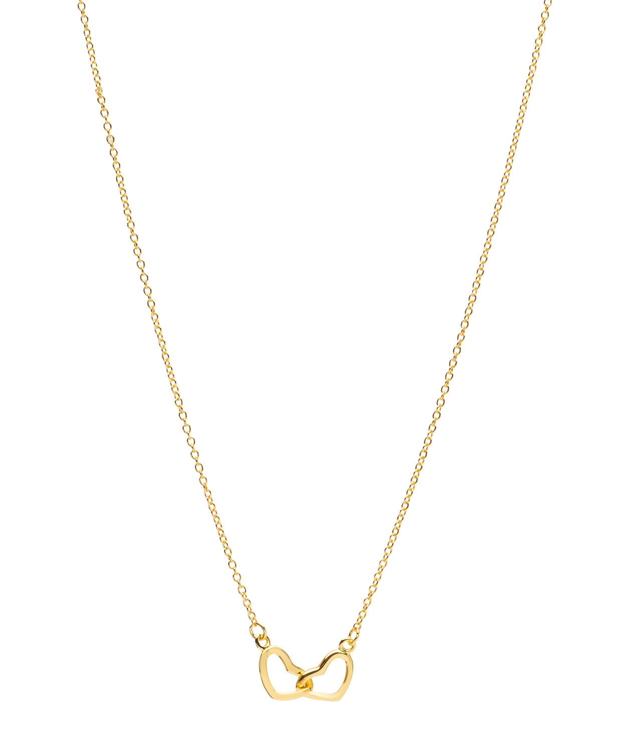 Gift Packaged 'Melody' 18ct Yellow Gold 925 Silver Minimalist Interlocked Heart Necklace