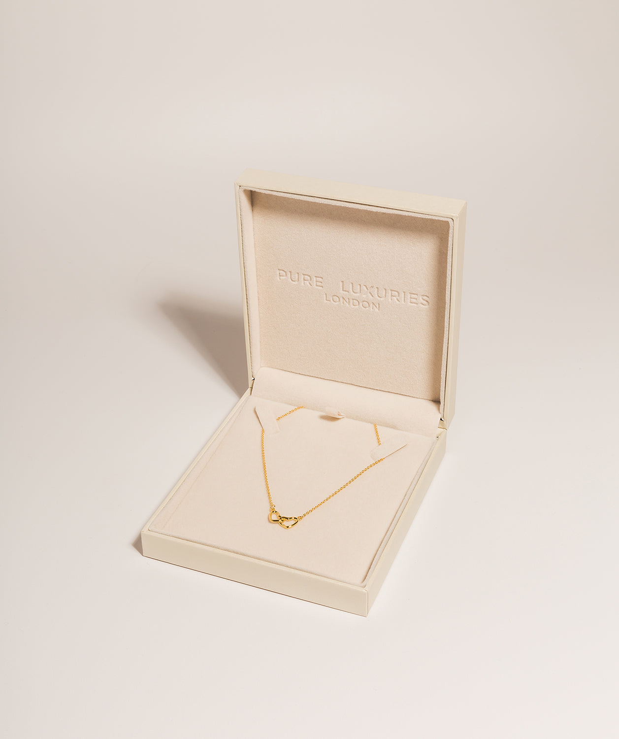 Gift Packaged 'Melody' 18ct Yellow Gold 925 Silver Minimalist Interlocked Heart Necklace