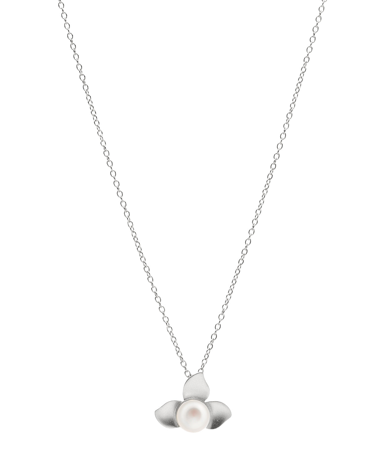 Gift Packaged 'Everleigh' 925 Silver & Freshwater Pearl Flower Necklace