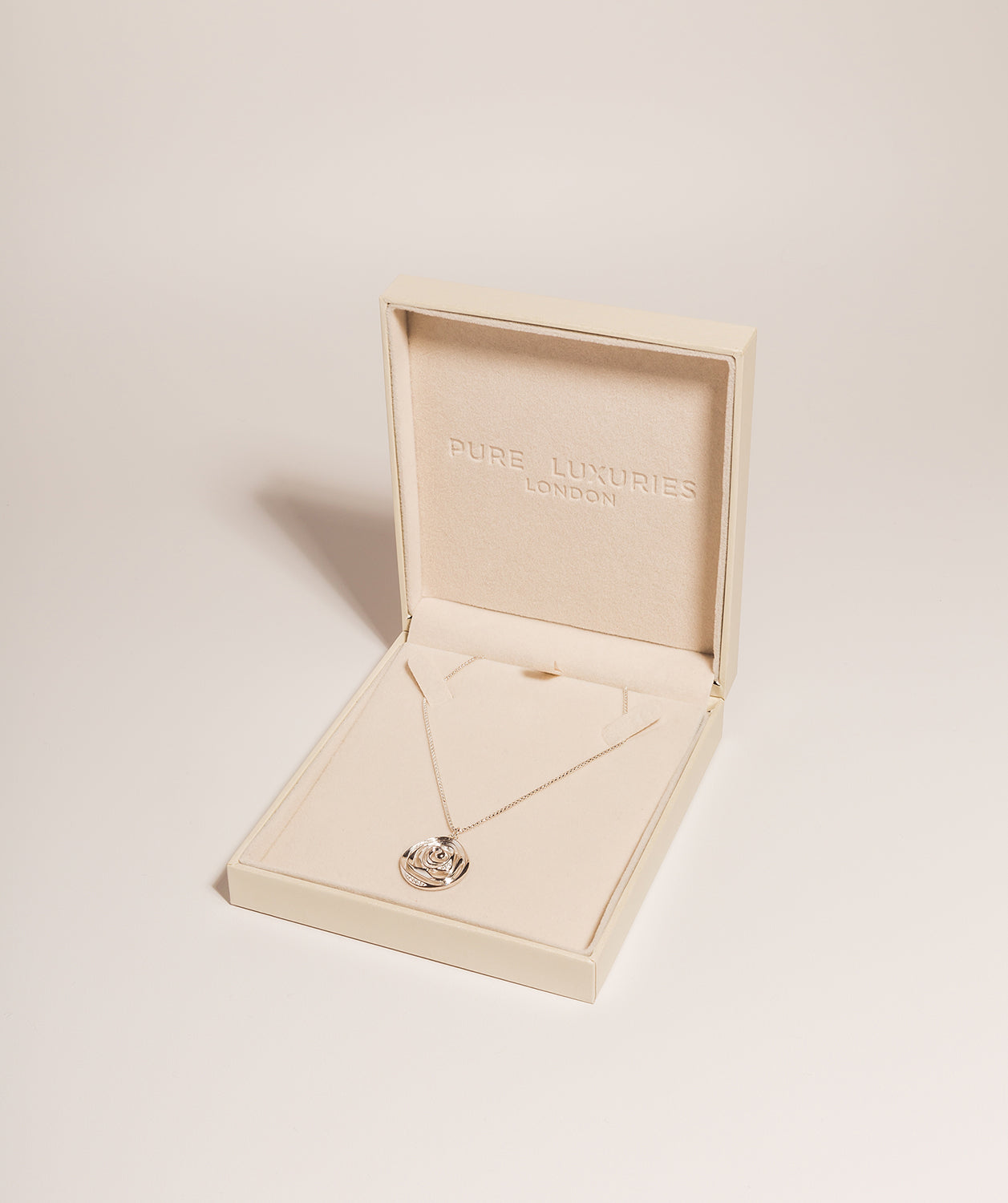 Gift Packaged 'Jade' 925 Silver & Cubic Zirconia Rose Pendant Necklace