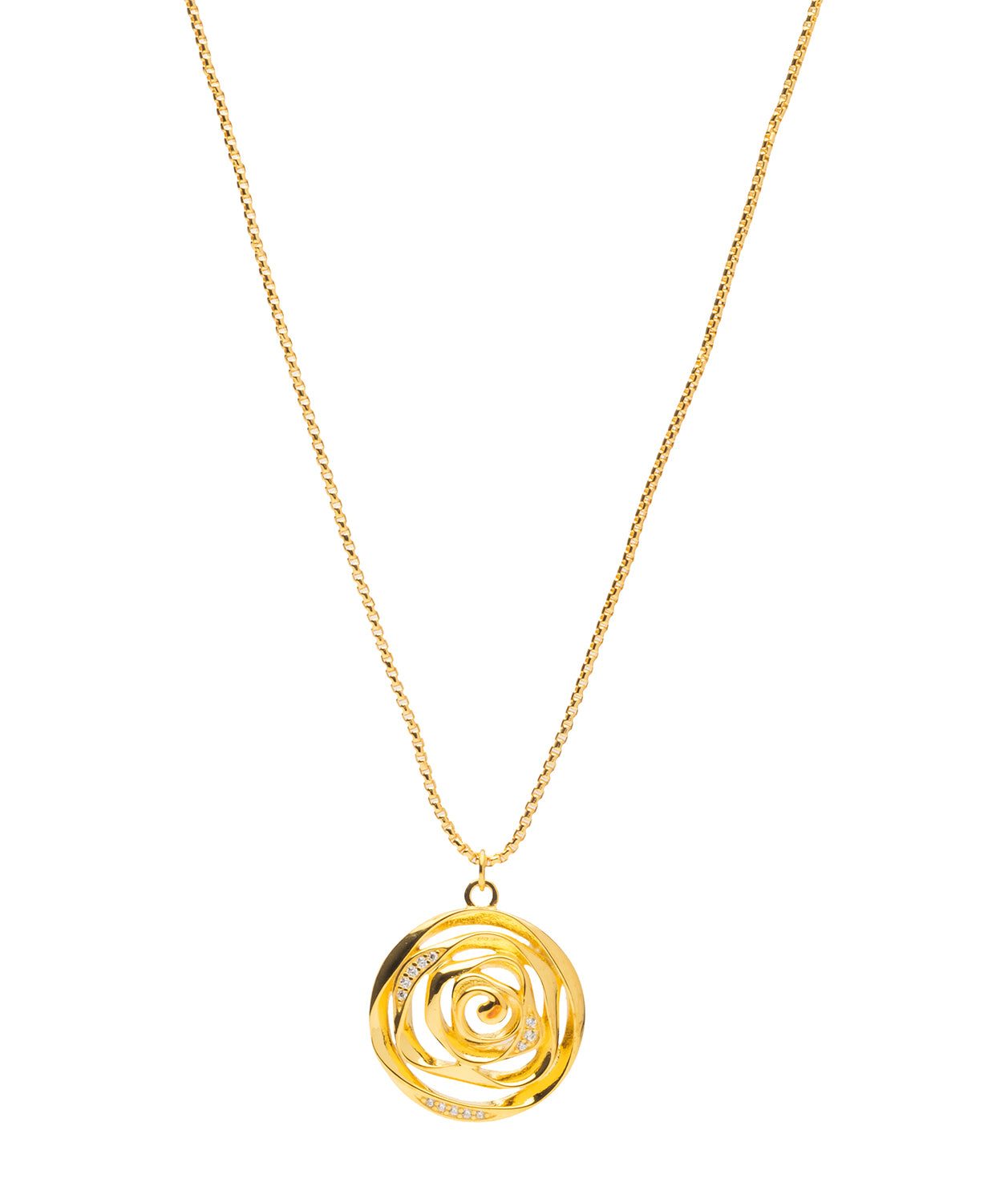 Gift Packaged 'Jade' 18ct Yellow Gold Plated 925 Silver & Cubic Zirconia Rose Pendant Necklace