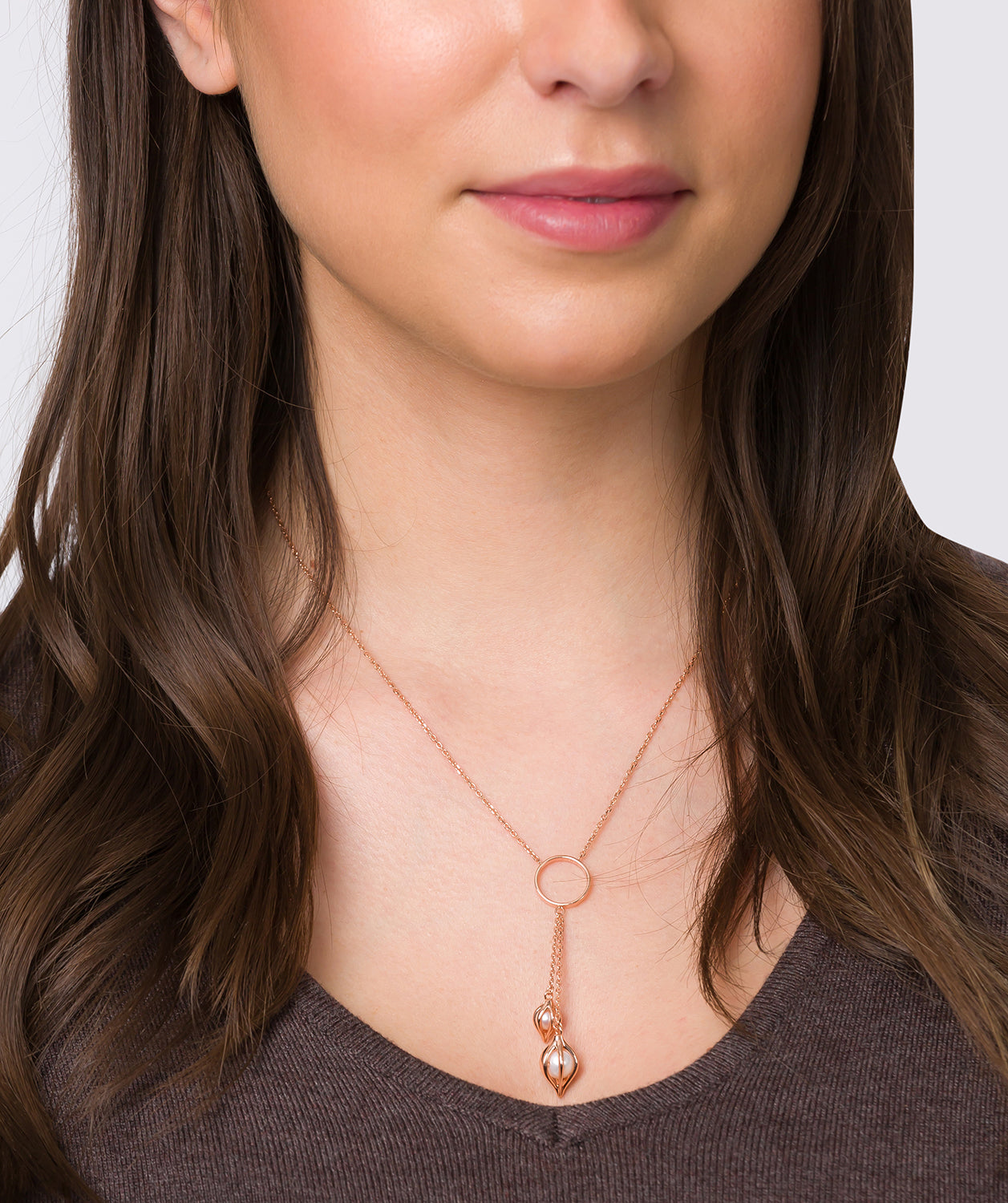 Gift Packaged 'Evora' 18ct Rose Gold Plated Sterling Silver & Freshwater Pearl Necklace