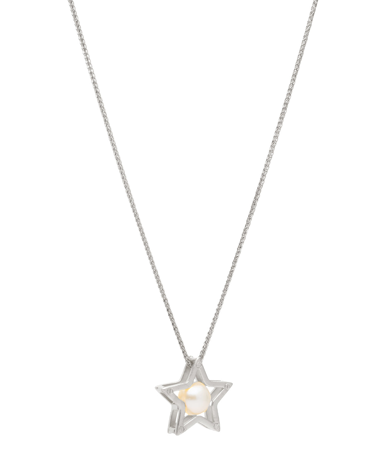 Gift Packaged 'Rylee' 925 Silver Star & Freshwater Pearl Pendant Necklace