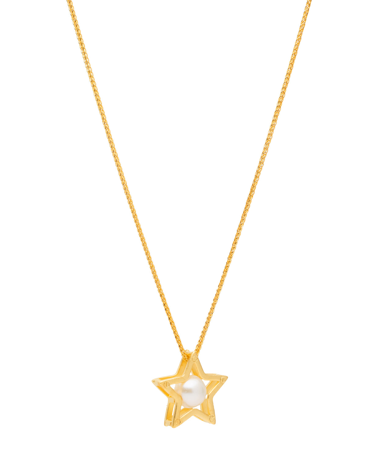 Gift Packaged 'Rylee' 18ct Yellow Gold Plated 925 Silver Star & Freshwater Pearl Pendant Necklace