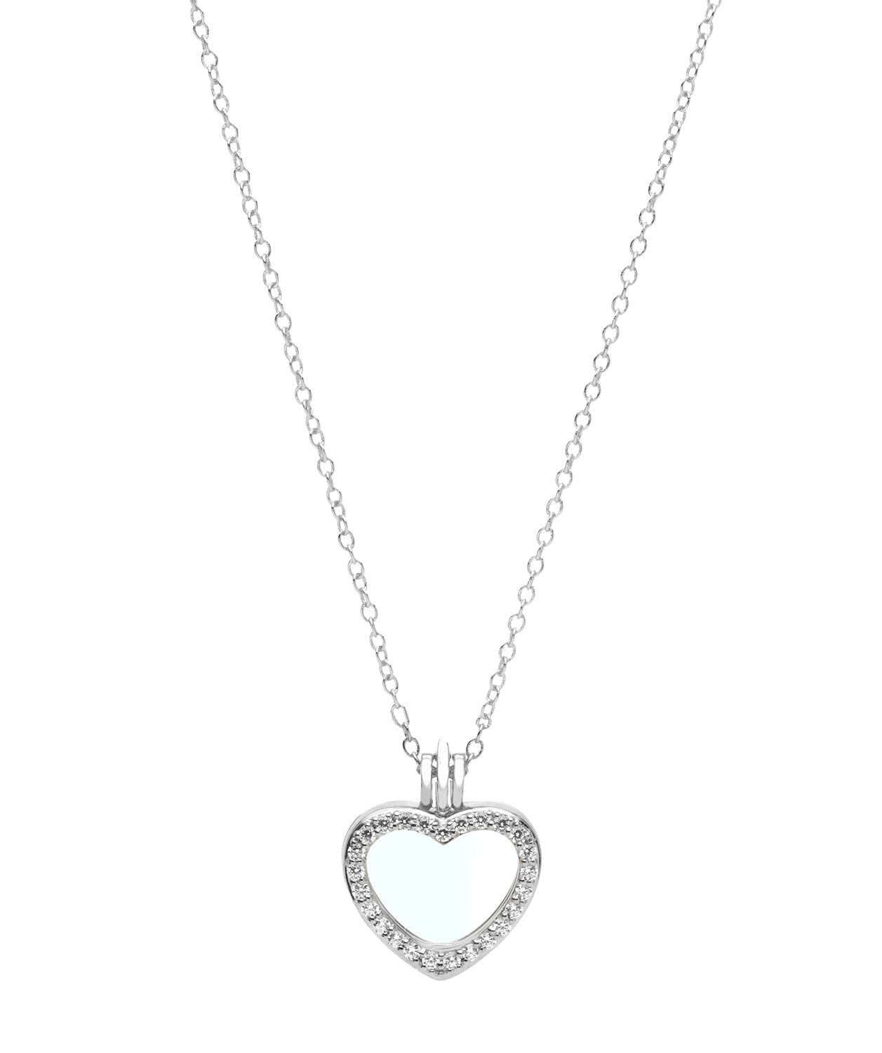 Gift Packaged 'Jordyn' 925 Silver & Cubic Zirconia Clear Heart Locket Necklace