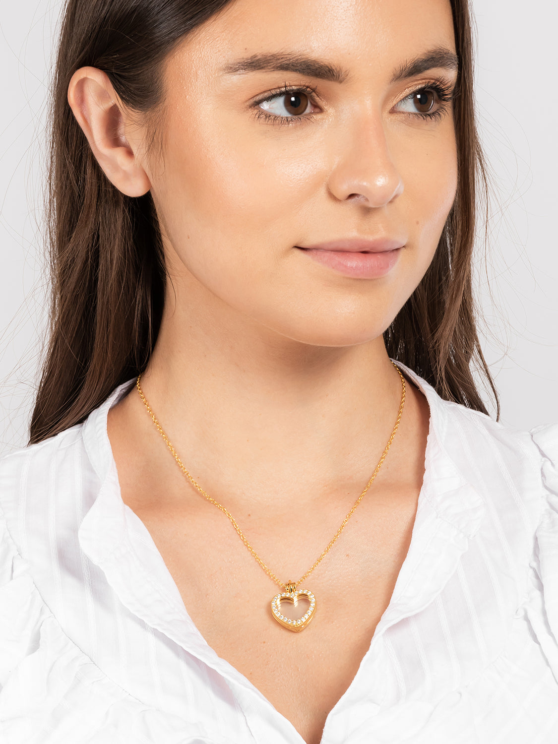 Gift Packaged 'Jordyn' 18ct Yellow Gold Plated 925 Silver & Cubic Zirconia Clear Heart Locket Necklace