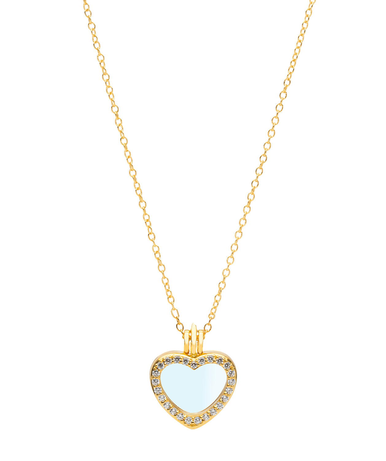 Gift Packaged 'Jordyn' 18ct Yellow Gold Plated 925 Silver & Cubic Zirconia Clear Heart Locket Necklace