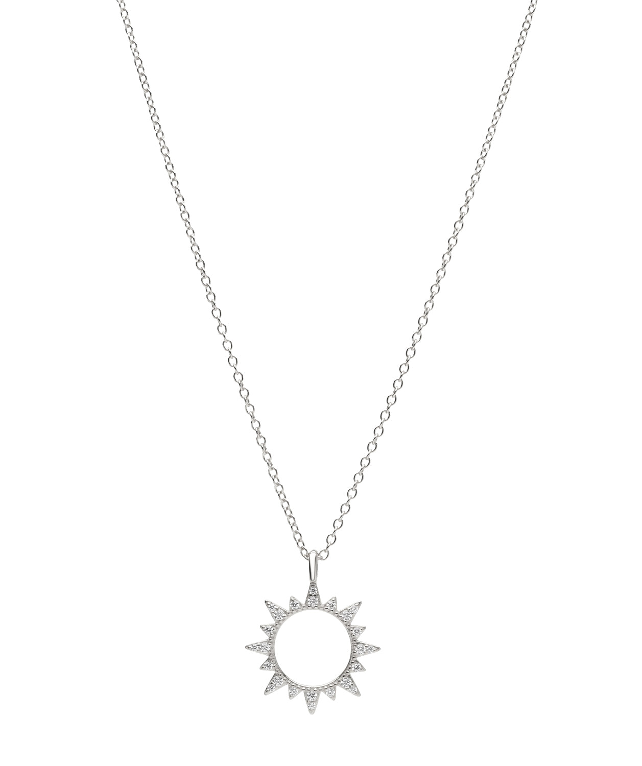 Gift Packaged 'Teagan' 925 Silver & Cubic Zirconia Sun Charm Necklace