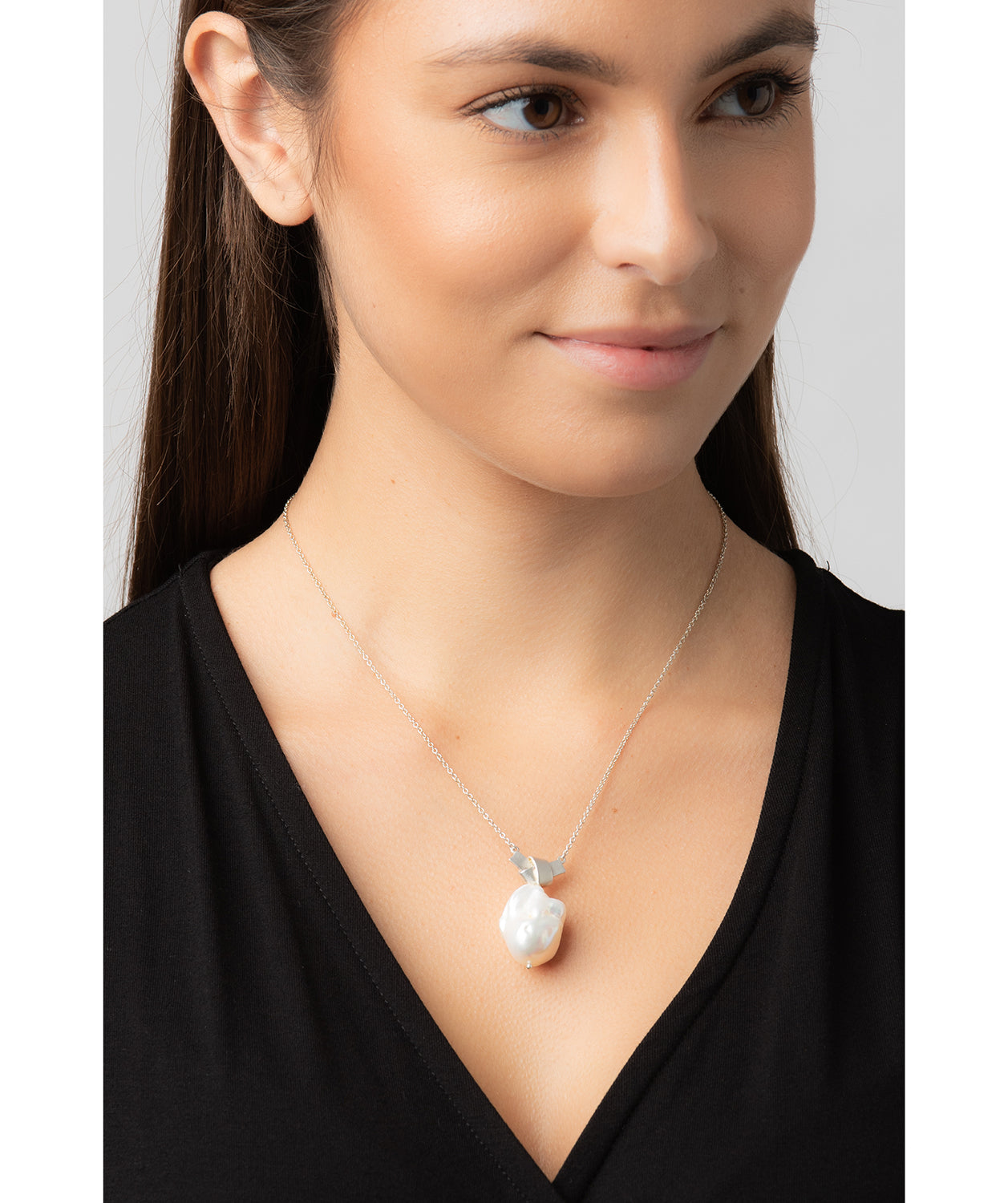 Gift Packaged 'Edna' Sterling Silver Baroque Freshwater Pearl Necklace