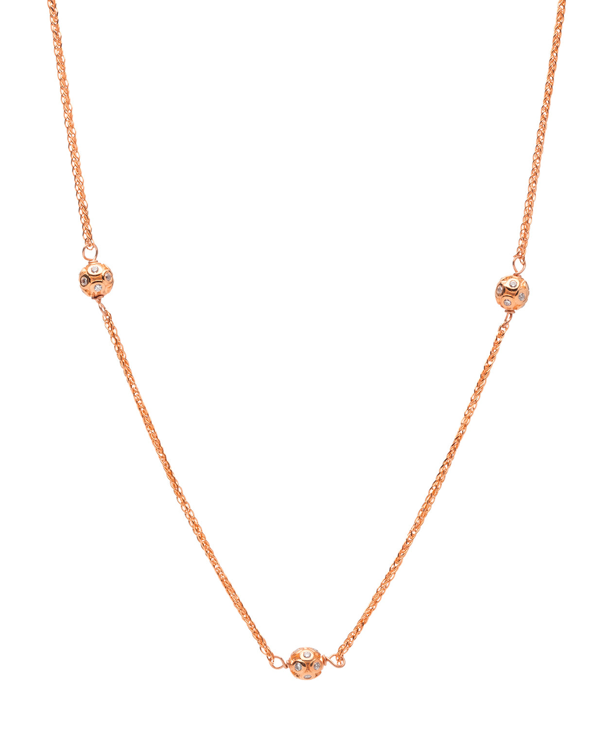 Gift Packaged 'Arya' 18ct Rose Gold Plated 925 Silver & Cubic Zirconia Ball Necklace