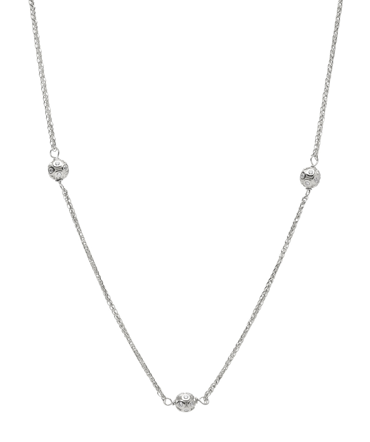 Gift Packaged 'Arya' 925 Silver & Cubic Zirconia Ball Necklace